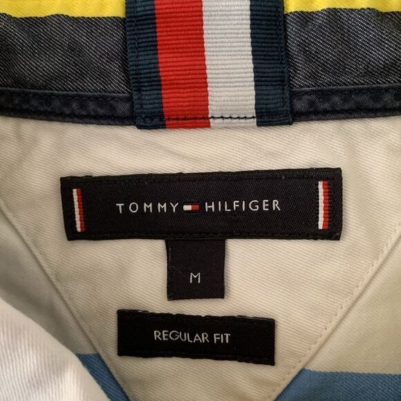 Tommy Hilfiger Classic Fit Men's Striped Multicolor Long Sleeve Shirt Size M - Picture 10 of 10